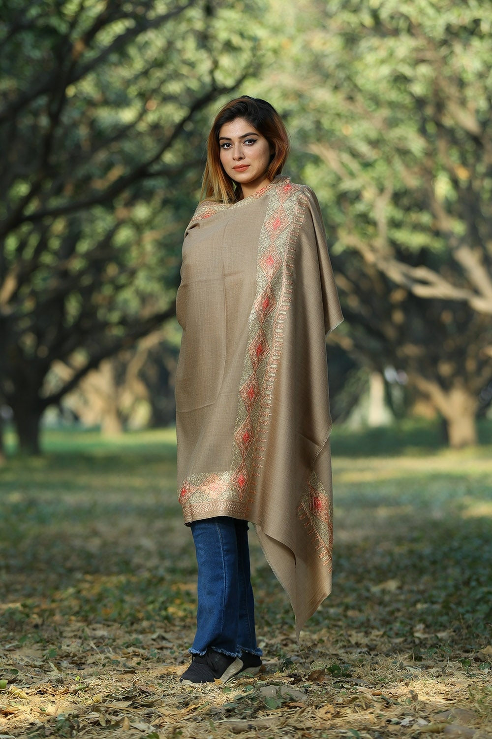 NEUTRAL FAWN COLOUR LUXURY PASHMINA SHAWL DEFINES FEMINISM
