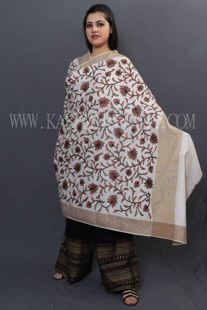 OffWhite Colour Base With Aari Work AllOver Jaal And Self