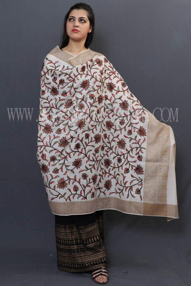 OffWhite Colour Base With Aari Work AllOver Jaal And Self