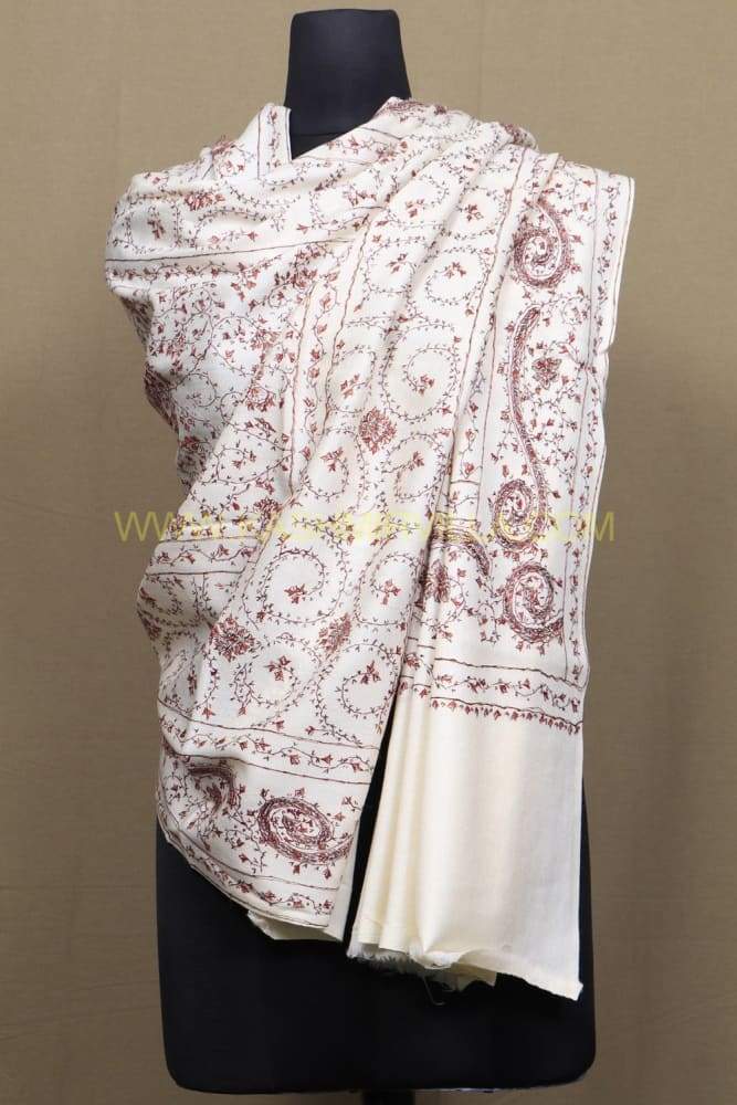 OffWhite Colour Base With Sozni work allOver Jaal Gives