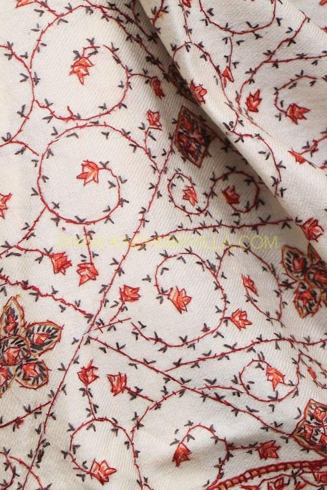 OffWhite Colour Base With Sozni work allOver Jaal Gives