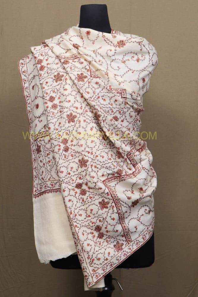 OffWhite Colour Base With Sozni work allOver Jaal Gives