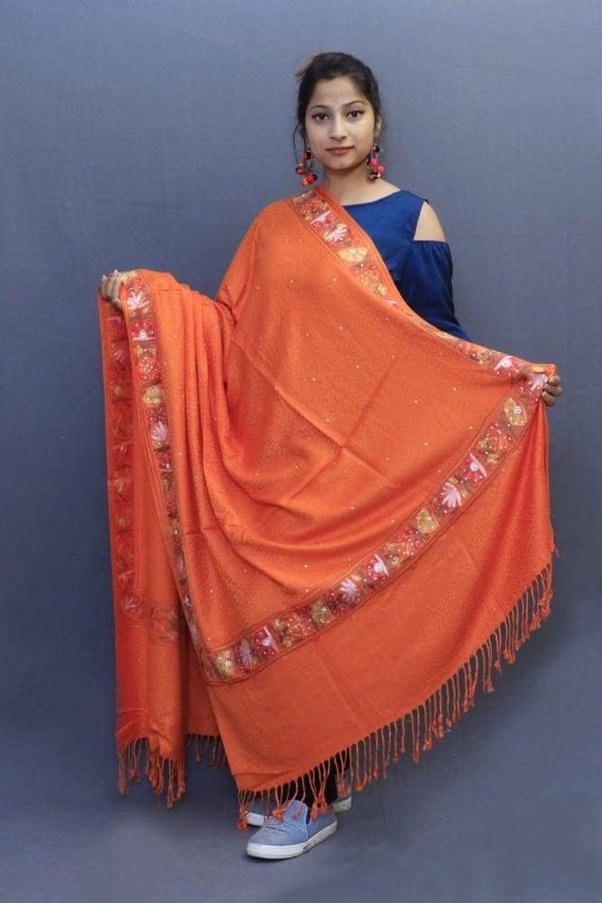 Orange Colour Delicate Wrap With Four Sided Border