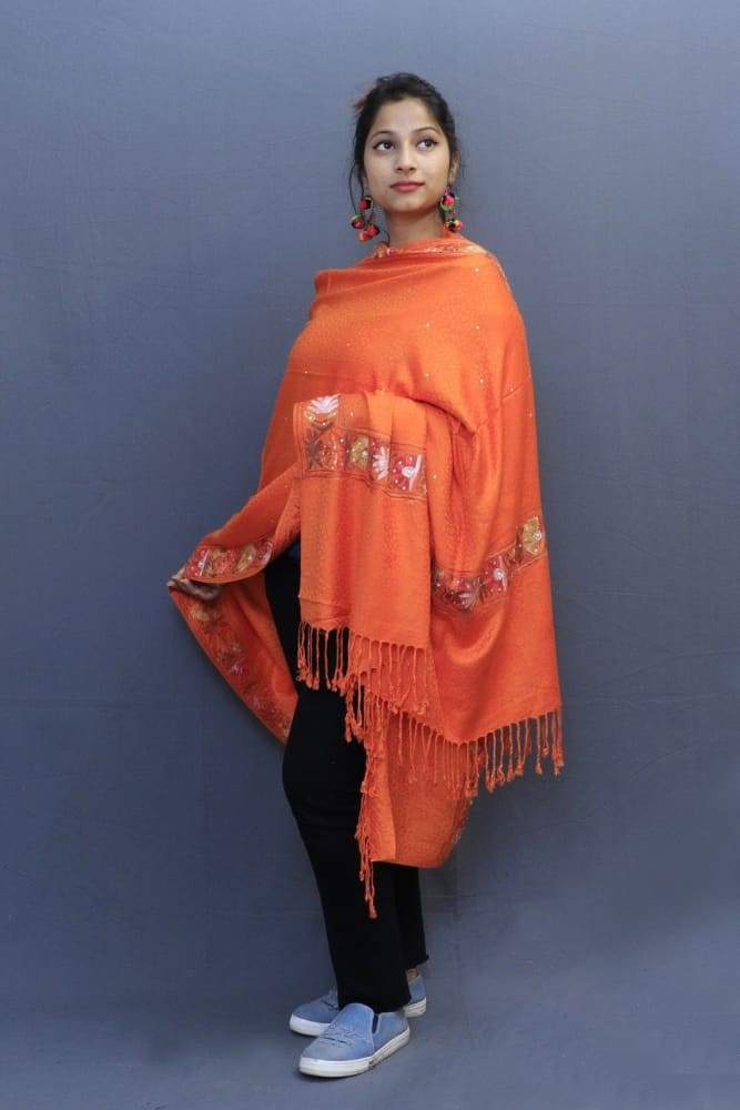 Orange Colour Delicate Wrap With Four Sided Border And