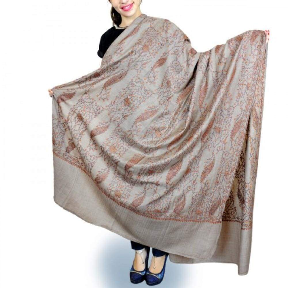 Pastel Colour Kashmiri Pashmina Needle Work Shawl