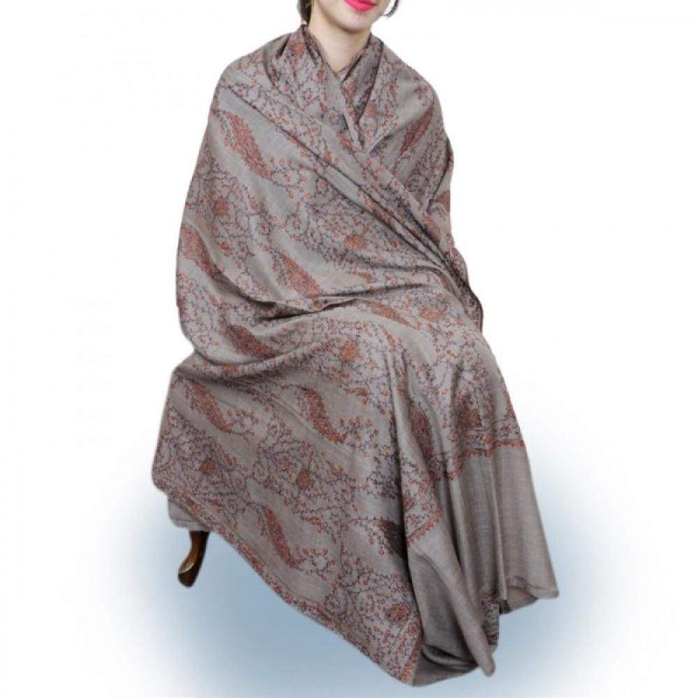 Pastel Colour Kashmiri Pashmina Needle Work Shawl