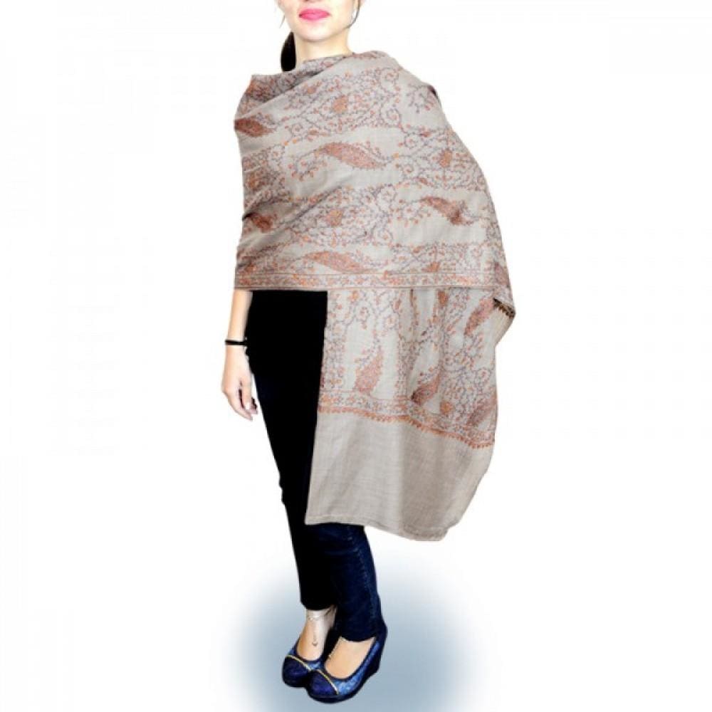 Pastel Colour Kashmiri Pashmina Needle Work Shawl