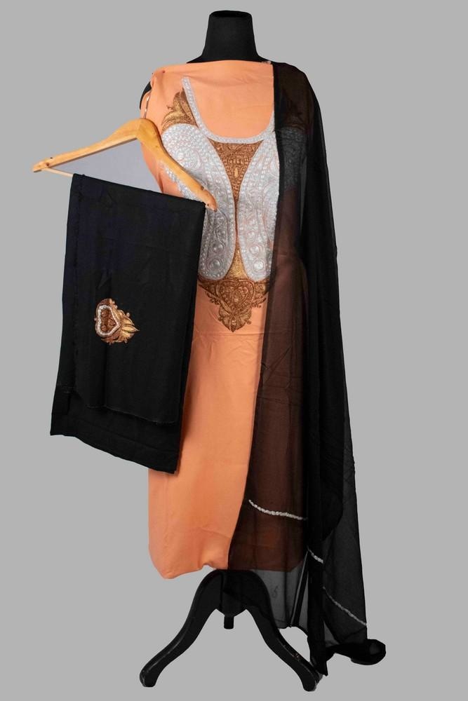 Peach Colour Kashmiri Tilla Aari Work Salwar Kameez