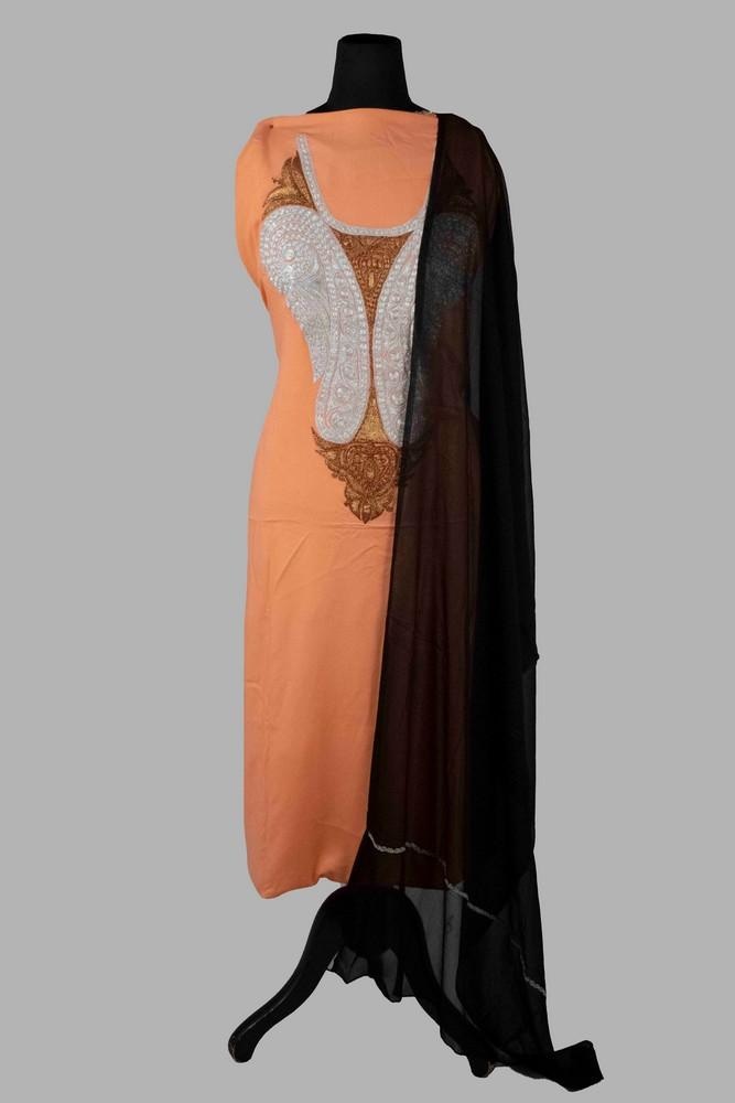 Peach Colour Kashmiri Tilla Aari Work Salwar Kameez
