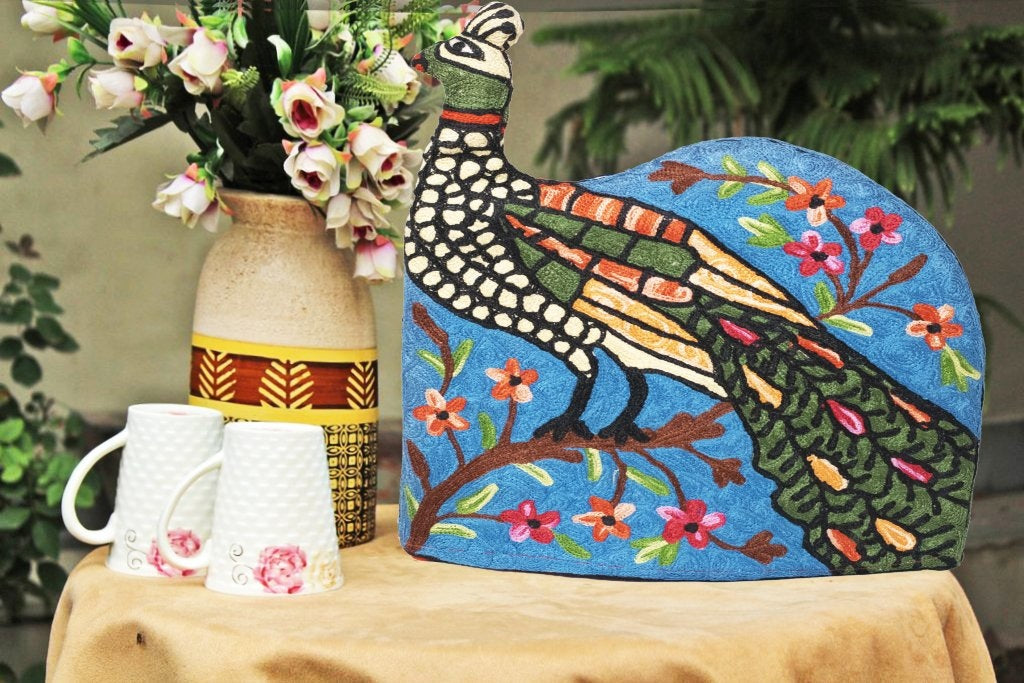 Peacock Style Kashmiri Hand Embroidered Tea Cosy 12’’