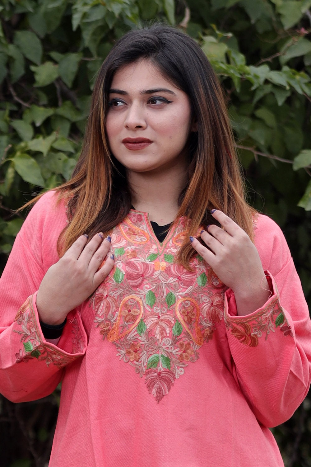 Dark Pink Color Aari Work Embroidered Kurti With New