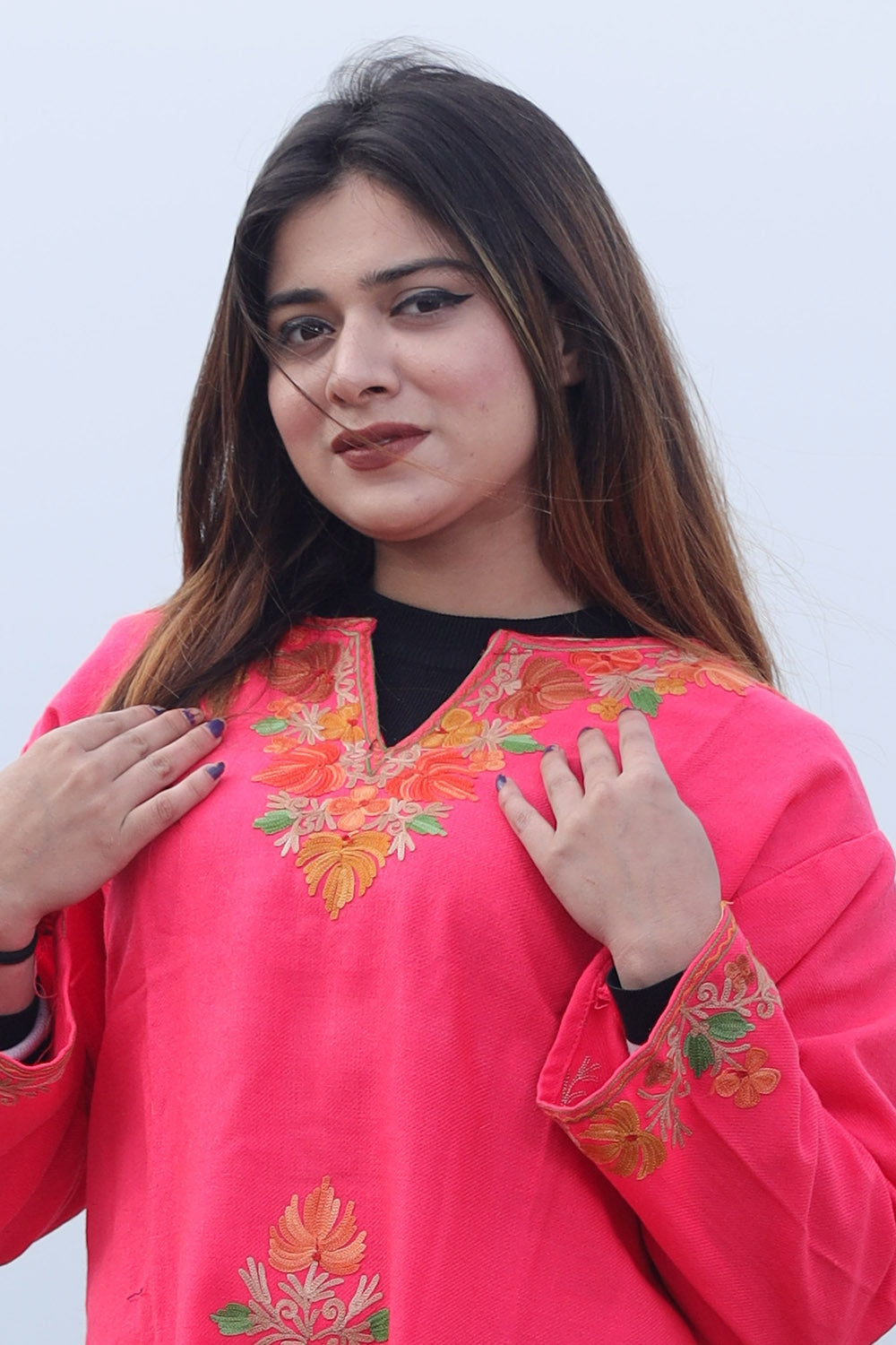 Pink Color Aari Work Embroidered Kurti With New Designer