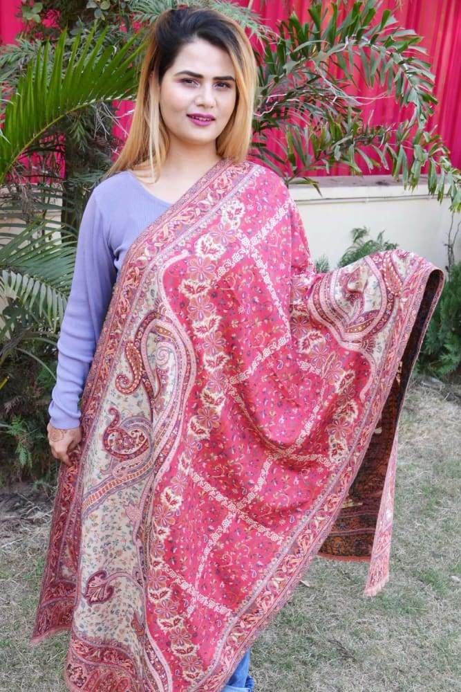 Pink Color Kashmiri Kani Work Stole
