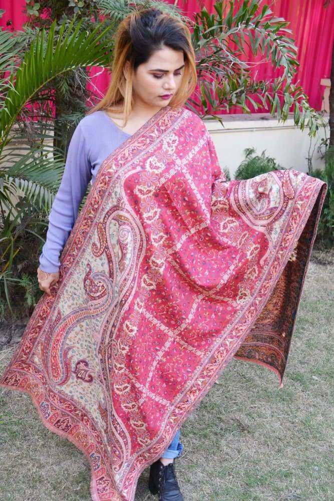 Pink Color Kashmiri Kani Work Stole