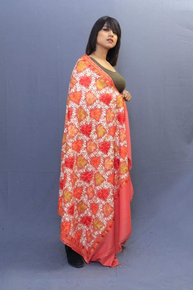 Peach Colour Base Beautiful Concept Of Chinaar All Over