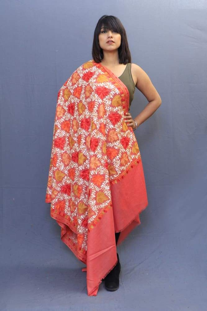 Peach Colour Base Beautiful Concept Of Chinaar All Over