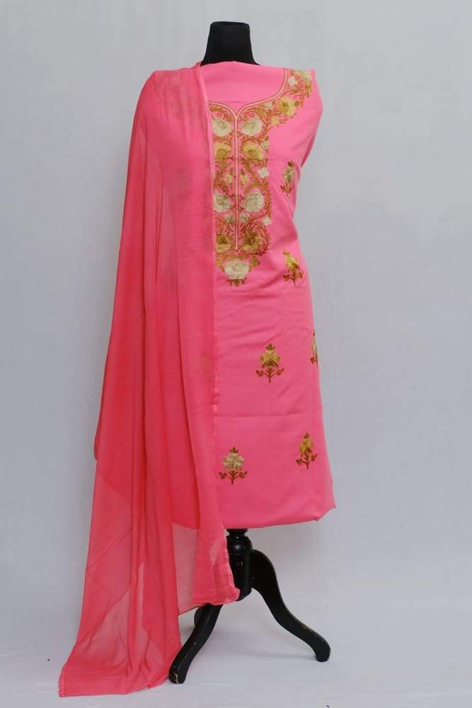 Pink Colour Salwar Kameez Floral Pattern With Matching