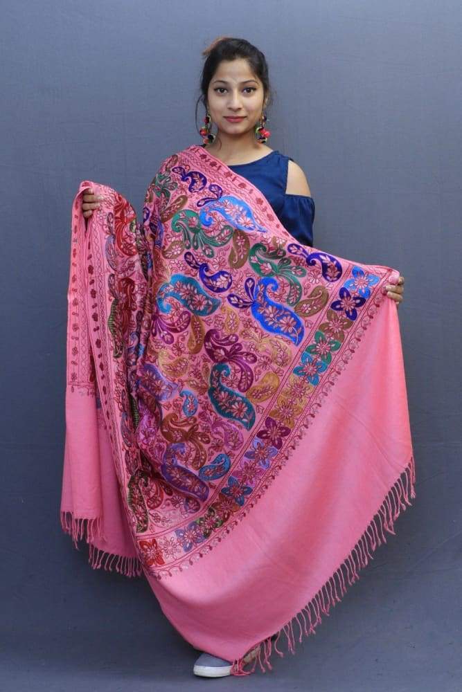 Pink Colour Wrap With Richly Designed Aari Jaal And Highly