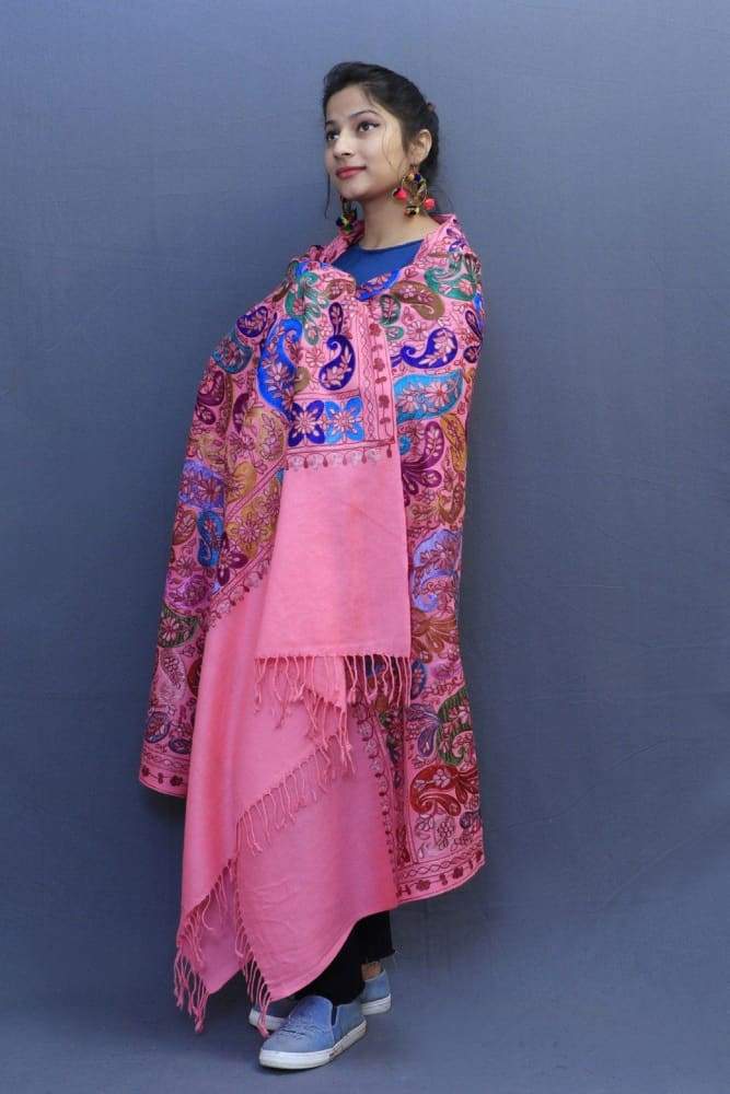 Pink Colour Wrap With Richly Designed Aari Jaal And Highly
