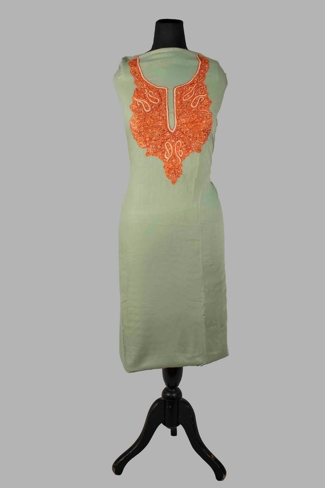 Pista Green Color Rayon Cotton Sozni Work Unstitched Suit