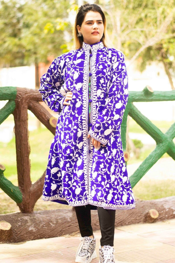 Purple Aari Work Embroidered Jacket With New Designer