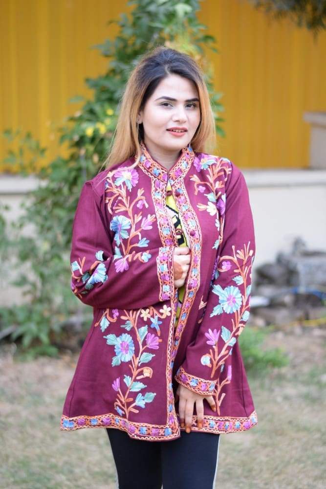 Purple Colour Aari Work Embroidered Jacket With New
