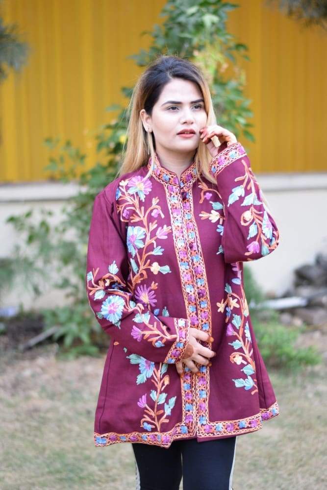 Purple Colour Aari Work Embroidered Jacket With New