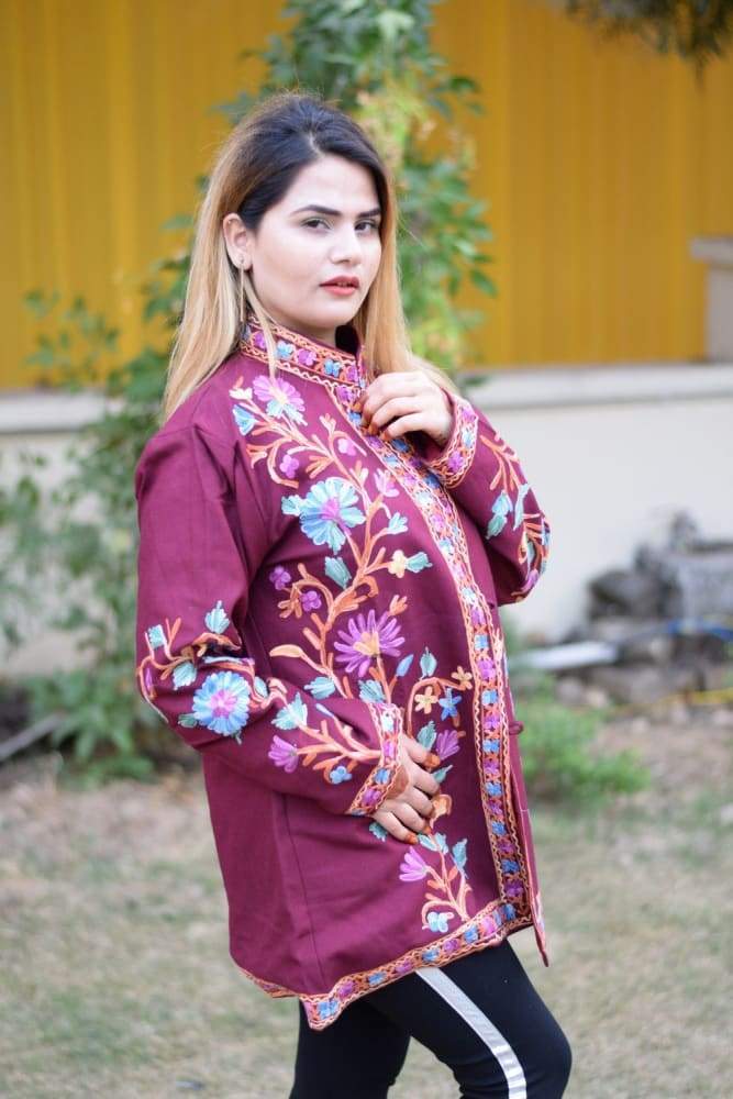 Purple Colour Aari Work Embroidered Jacket With New