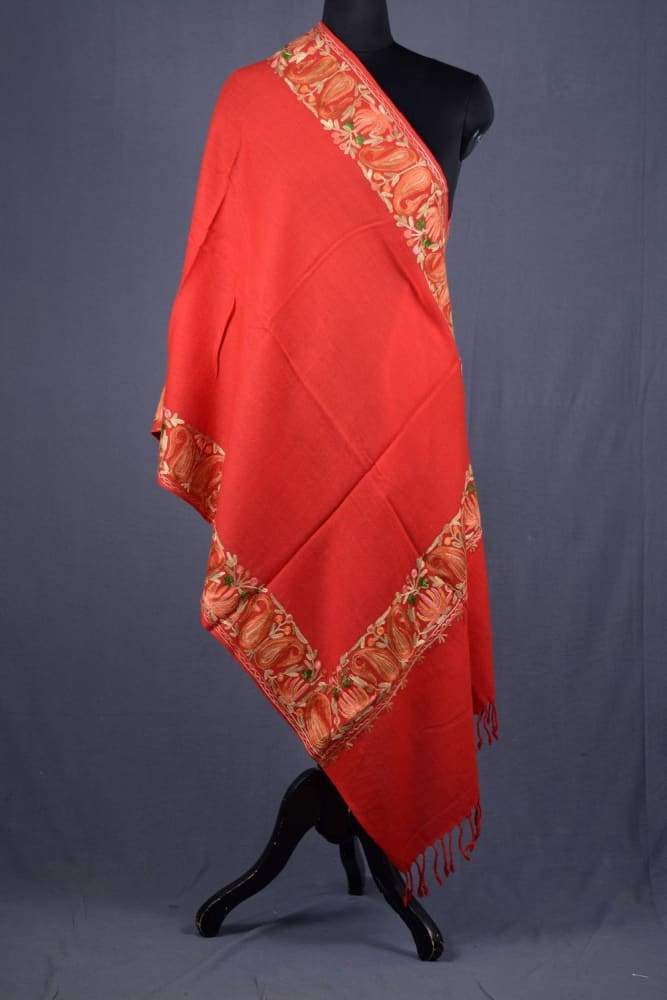 Ravishing Red Colour Aari Work Embroidered Stole With New