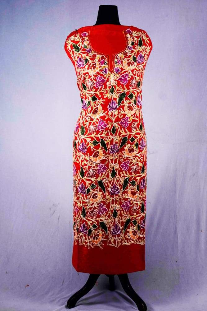 Ravishing Red Color Kashmiri Aari Work Embroidered Suits