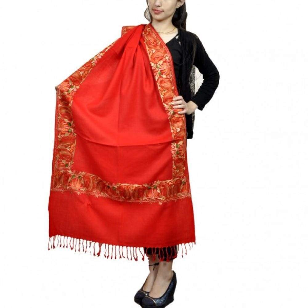 Ravishing Red Colour Aari Work Embroidered Stole