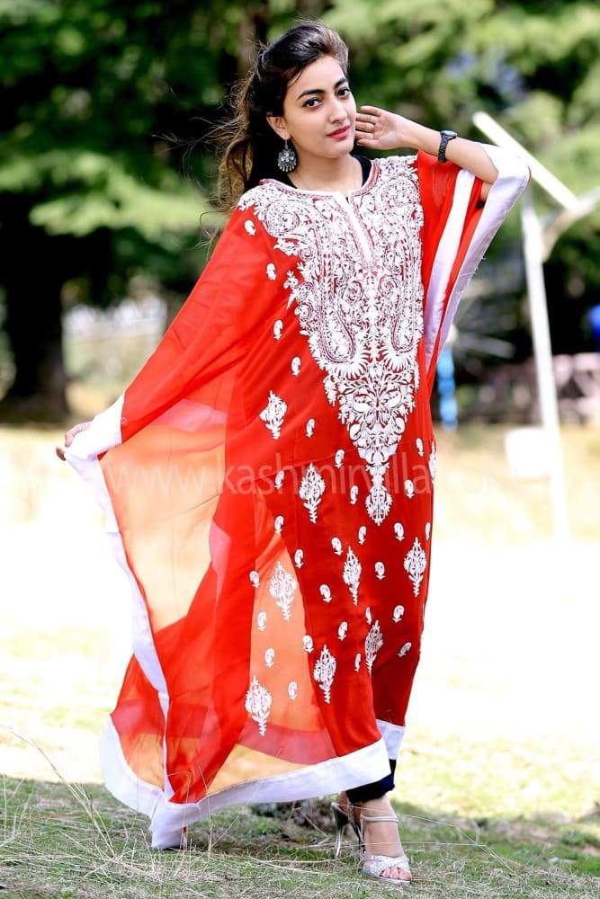 Ravishing Red Colour Georgette Kashmiri Aari Work Designer