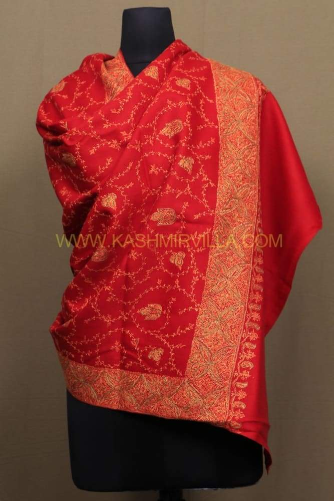 Ravishing Red Colour Sozni Work Jaal With Beautiful Border