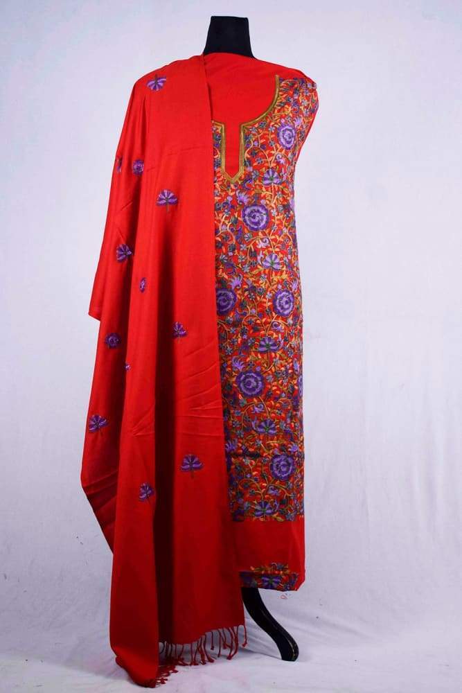 Ravishing Red Kashmiri Aari Work Embroidered Salwar Kameez