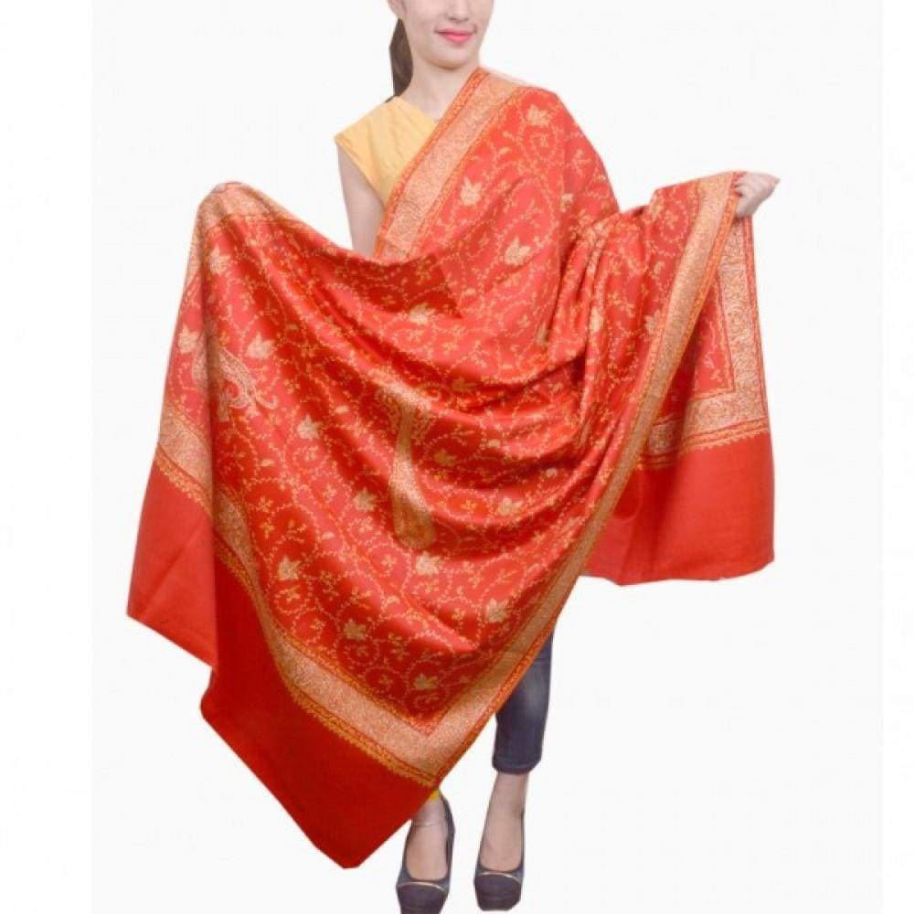 Ravishing Red Kashmiri Sozni Work Embroidered Shawl