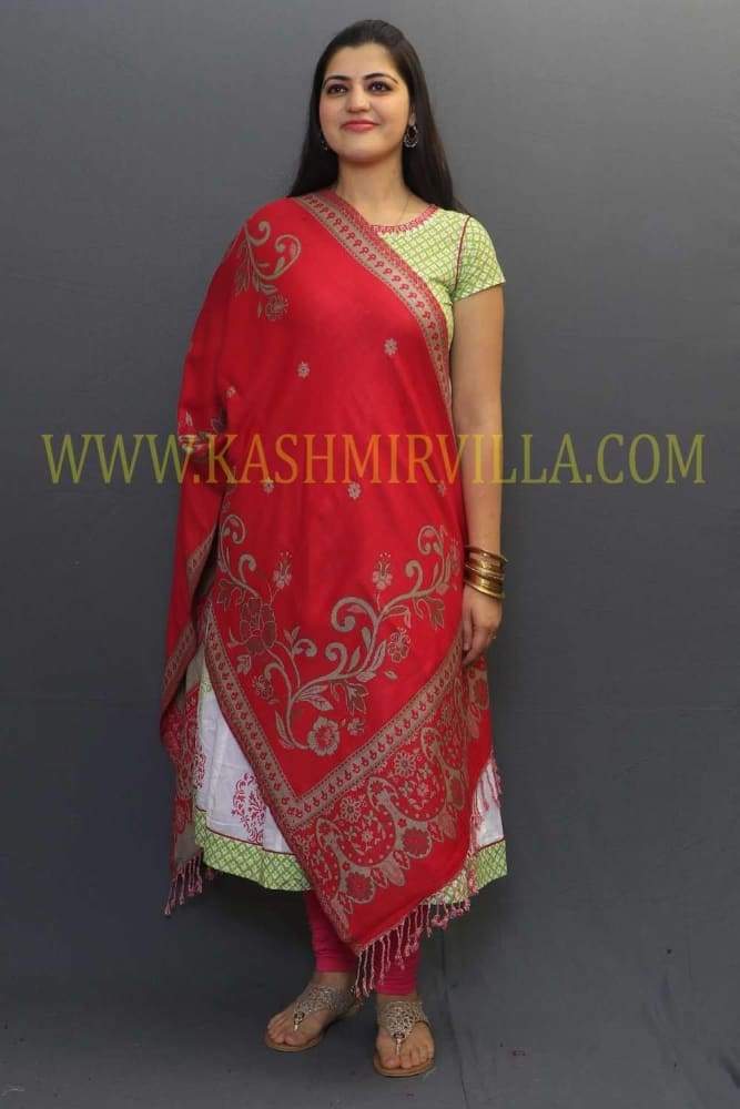Red And Beige Colour Reversible Stole Specially Designed