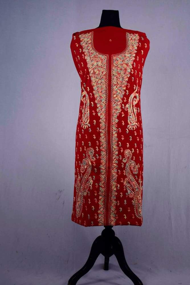 Red Colour Kashmiri Aari Work Embroidered Salwar Kameez