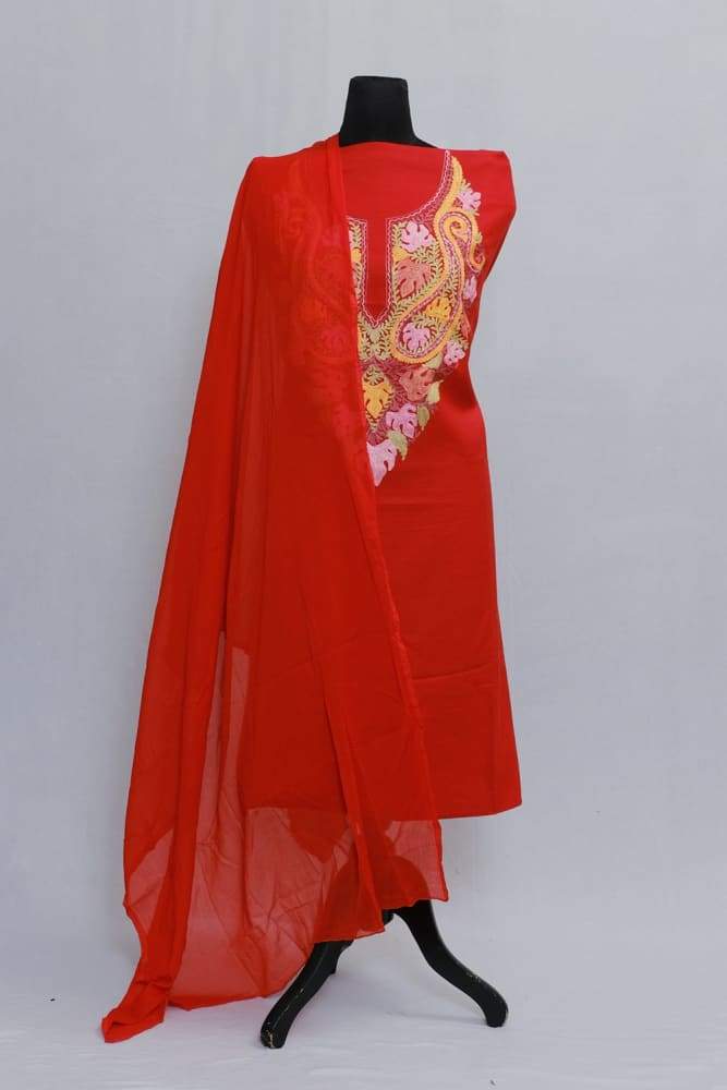 Red Colour Salwar Kameez Chinnar Pattern With Matching