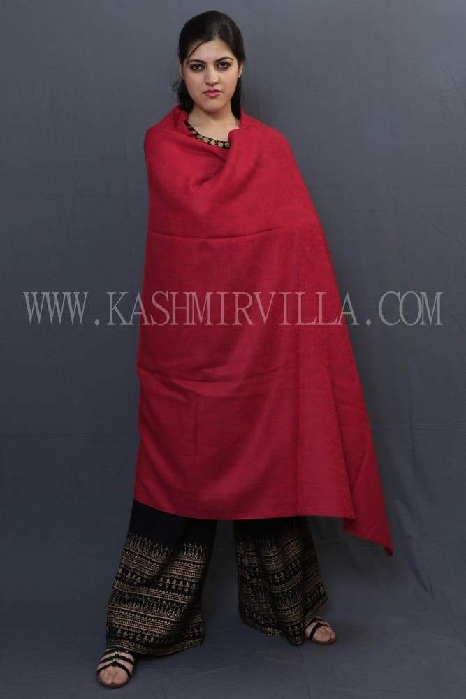 Red Colour wool Clasic Plain Shawl.