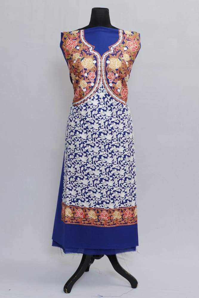 Royal Blue Color Designer Aari Work Choli With Running Jaal