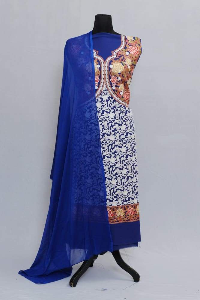 Royal Blue Color Designer Aari Work Choli With Running Jaal