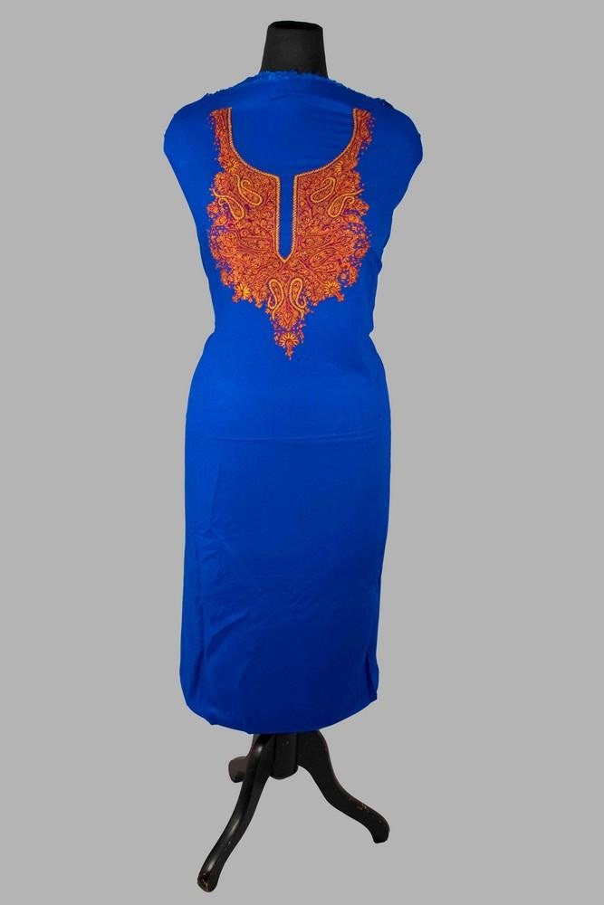 Royal Blue Color Rayon Cotton Sozni Work Unstitched Suit