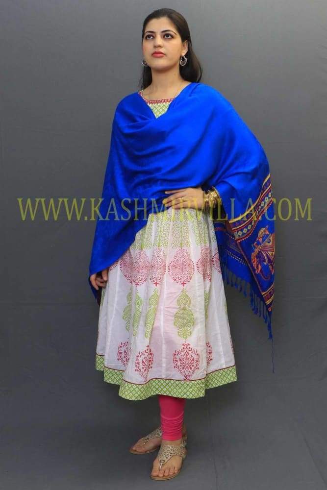 Royal Blue Color Stole Enriched With Digital Printing
