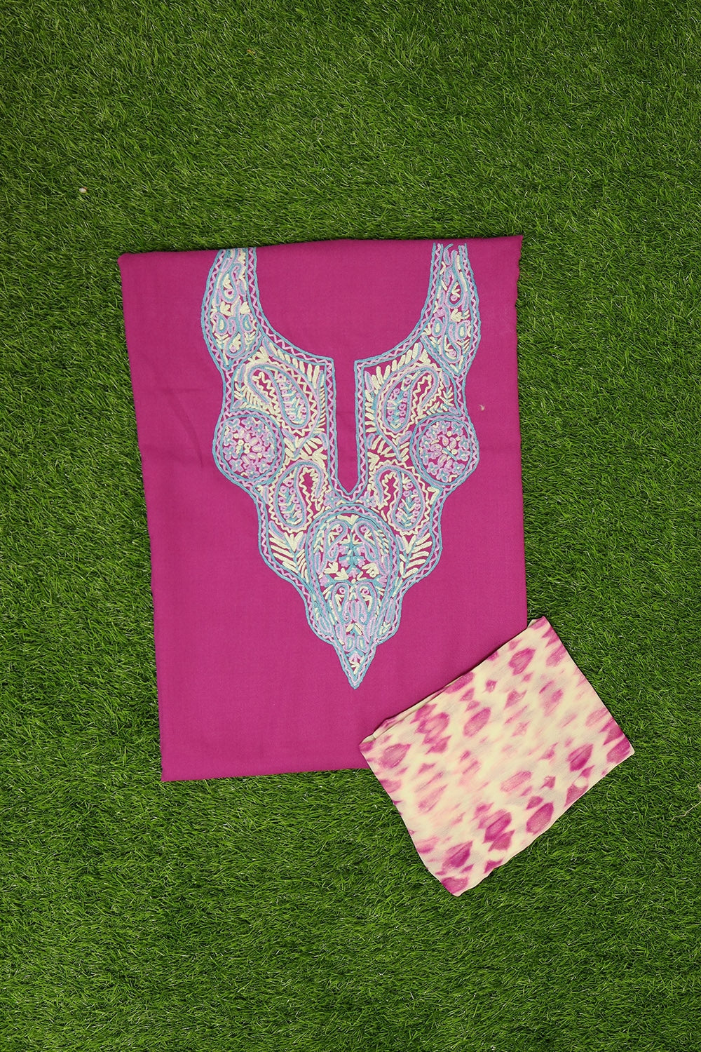 Royal Purple Colour Cotton Suit With Beautiful Kashmiri