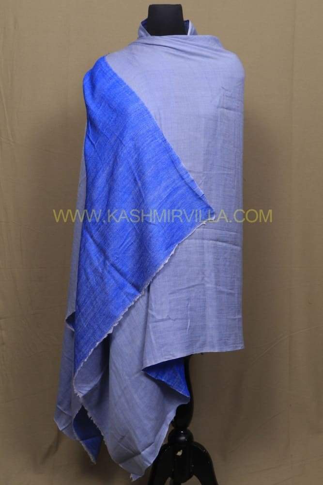 Royalblue And Gray Colour Reversible Pashmina Shawl.