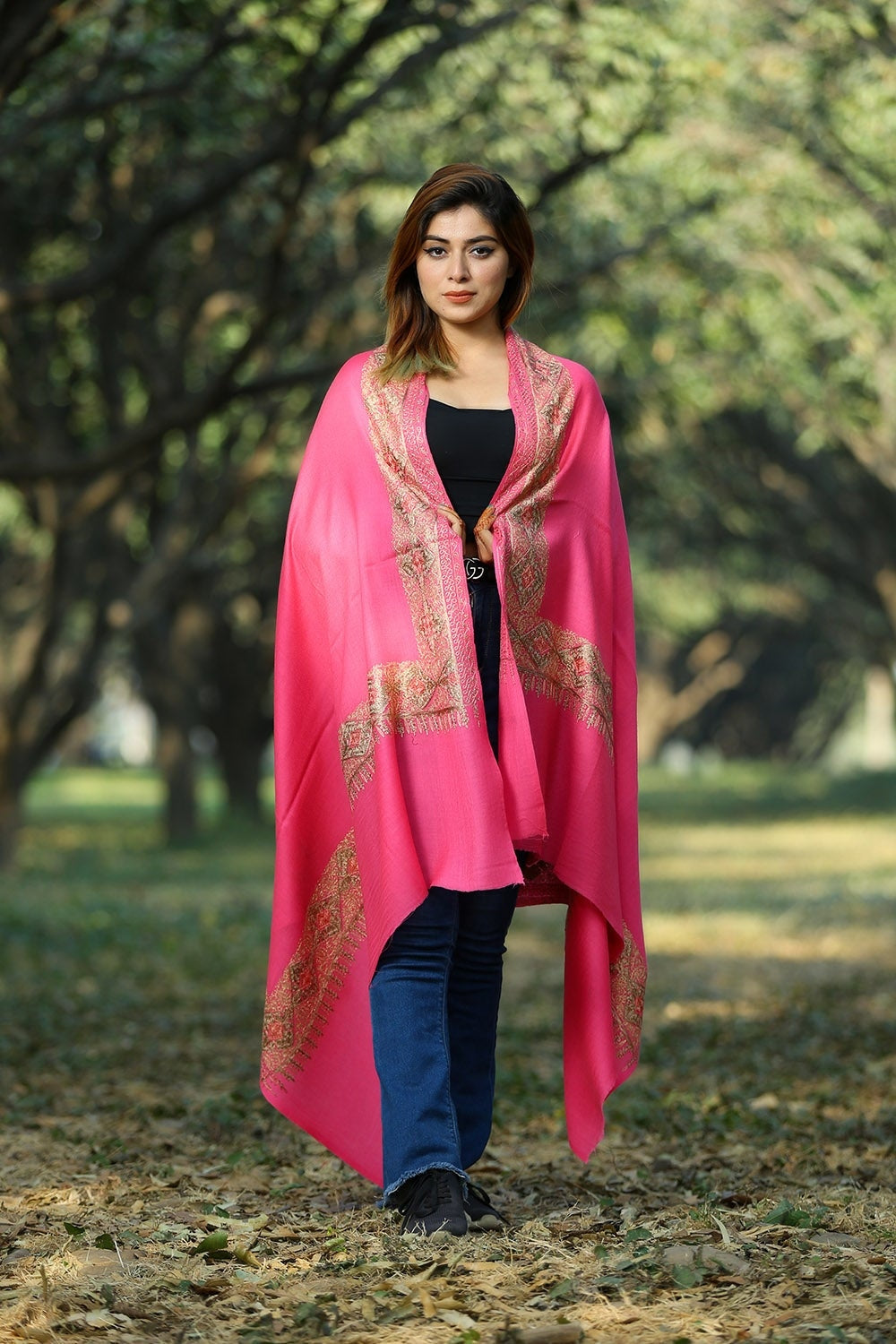 SALMON PINK COLOUR LUXURY PASHMINA SHAWL DEFINES FEMINISM
