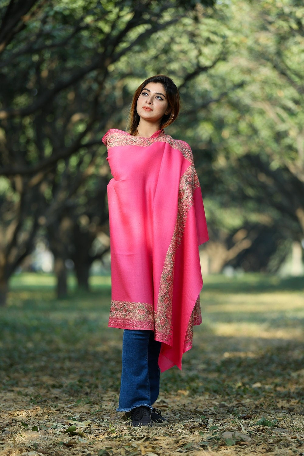 SALMON PINK COLOUR LUXURY PASHMINA SHAWL DEFINES FEMINISM