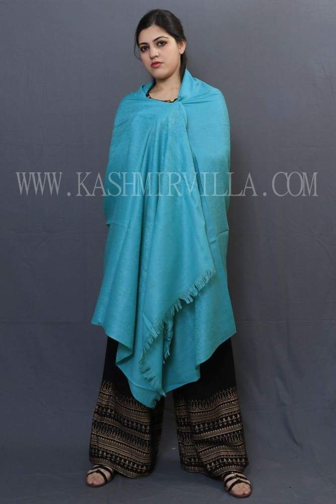 Sauve Blue Classic Plain Emboss Shawl