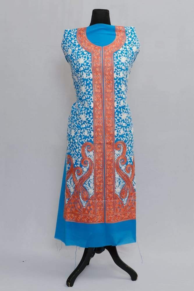 Sea blue Color Designer Aari Work Choli With Running Jaal