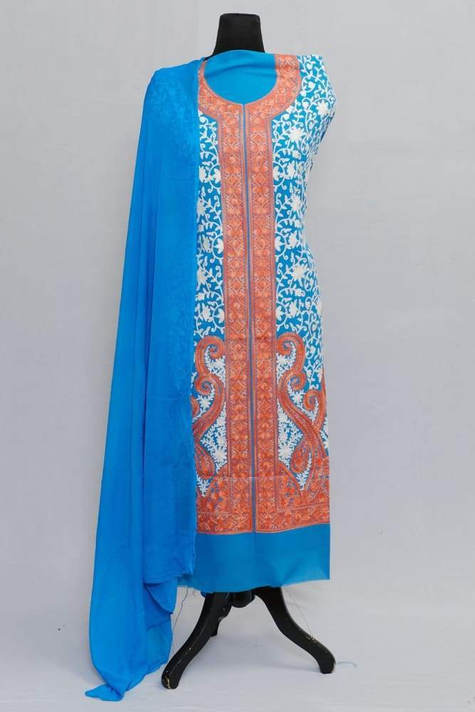 Sea blue Color Designer Aari Work Choli With Running Jaal
